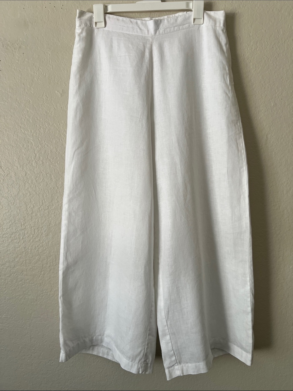 Like New! FOR CYNTHIA 100% Linen Wide Leg Pants Lined White in Size M